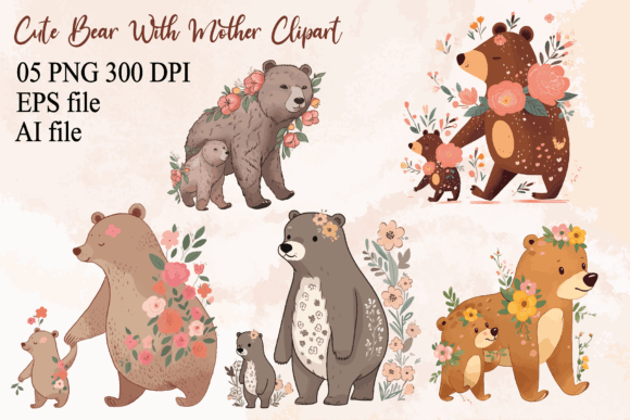 Download Cute Bear with Mother Clipart - Mother clipart Collection