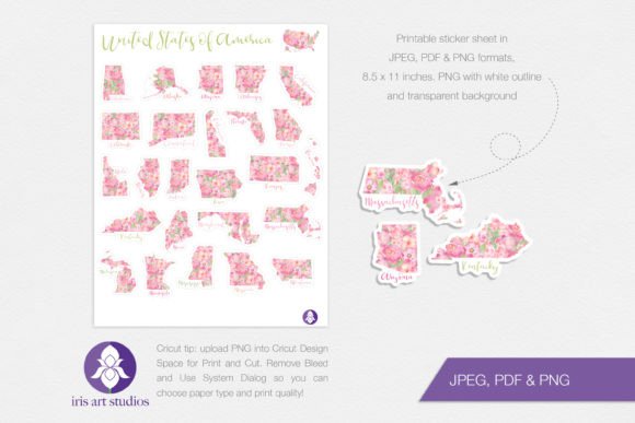 Download USA Stickers, Printable Floral America - Sticker Collection