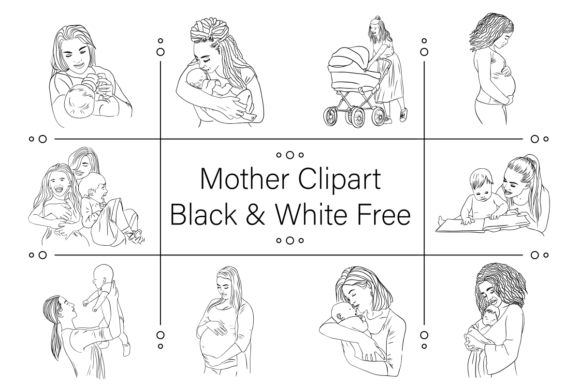 Download Mother Clipart Black &amp; White Free - Mother clipart Collection