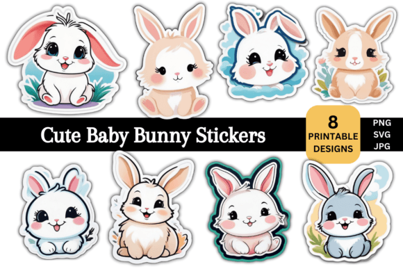 Download Cute Baby Bunny Sticker Clipart - Sticker Collection