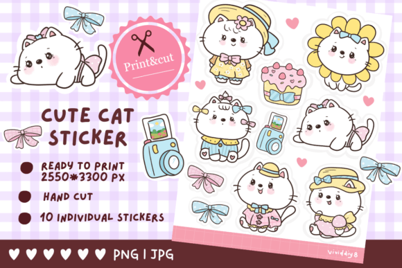 Download Cat Sticker Coquette Kawaii Cliparts - Sticker Collection