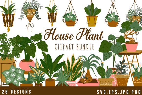 Download Potted House Plant Clipart SVG Bundle - Plant clipart Collection