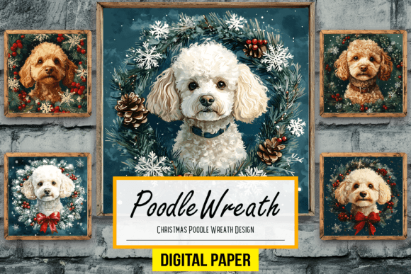 Download Christmas Poodle Wreath Design Artwork - Wreath design Collection