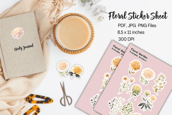 Download Printable Floral Sticker Sheet - Sticker Collection
